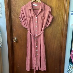 Vine & Love Forever 21 midi salmon rose pink dress